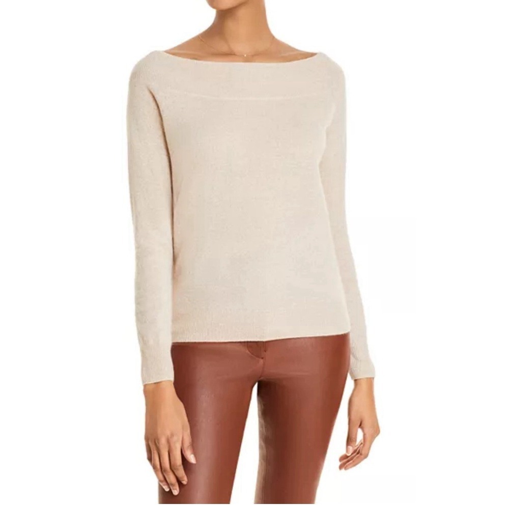 C by Bloomingdale's 100% 2-Ply Cashmere Woman's Boat Neck Sweater Size Large
